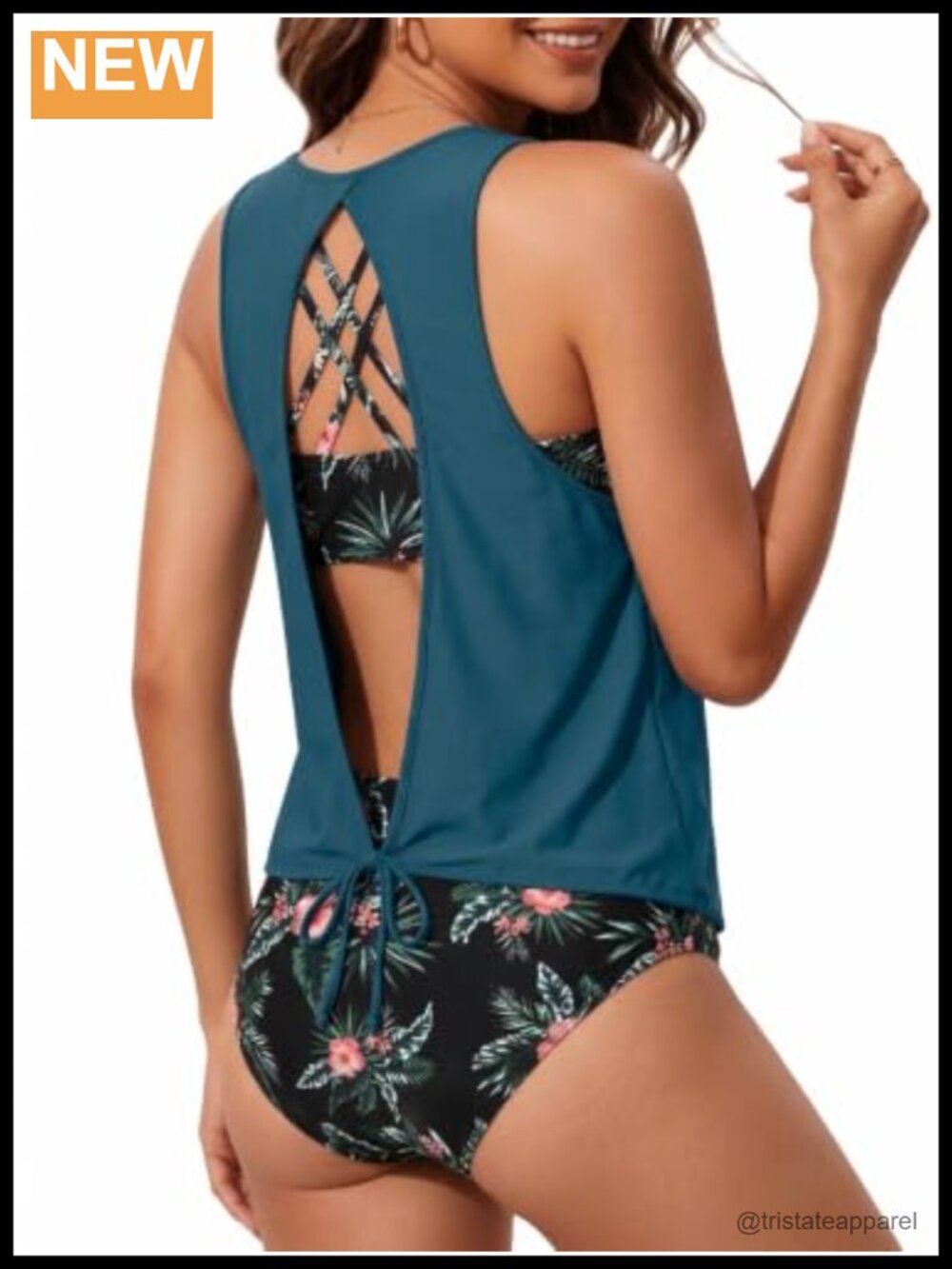 Daci 3 Piece Tankini Swimsuit Tummy Control Bathing Suit Bikini Bottom